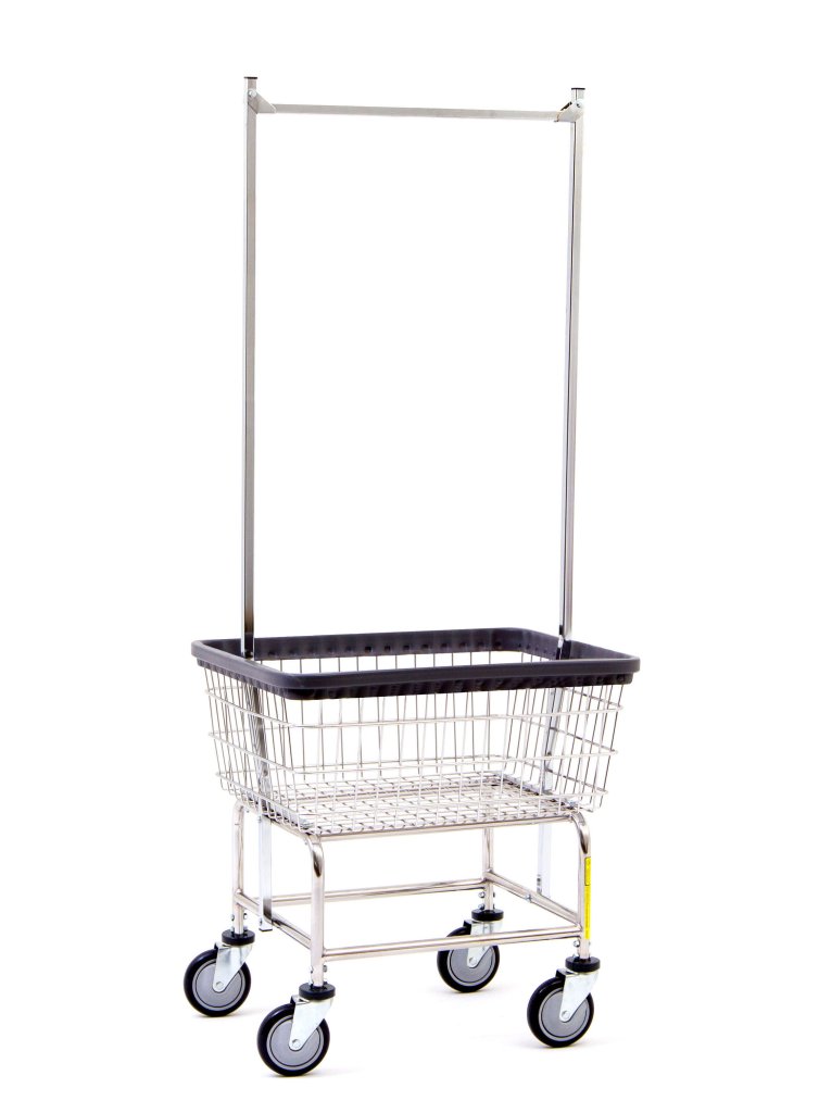 R&B Wire® Wire Standard Laundry Cart with Double Pole Rack