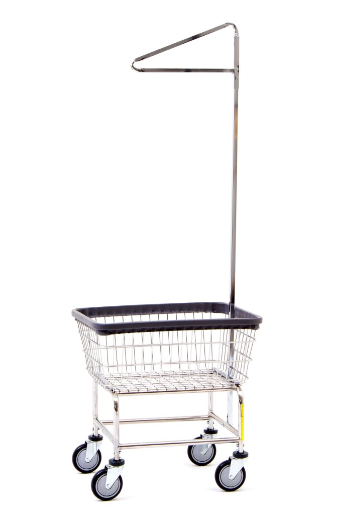 R&B Wire® Wire Standard Laundry Cart with Single Pole Rack