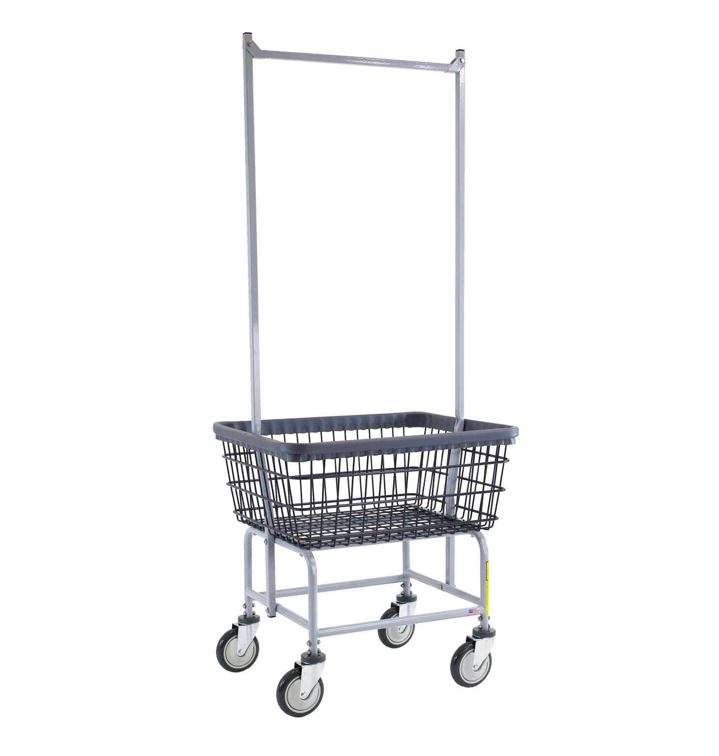 R&B Wire® Dura-Seven™ Standard Capacity Wire Laundry Cart with Double Pole Rack