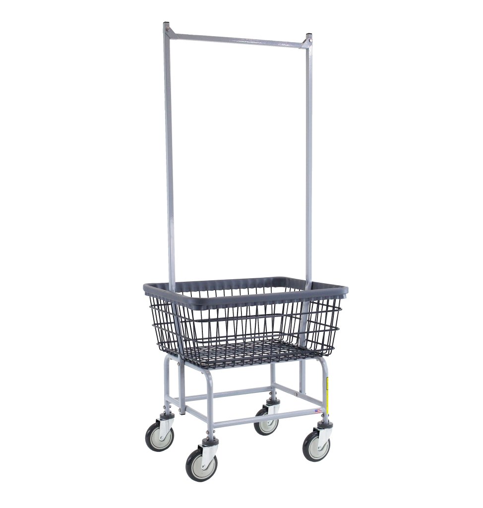 R&B Wire® Dura-Seven™ Standard Capacity Wire Laundry Cart with Double Pole Rack