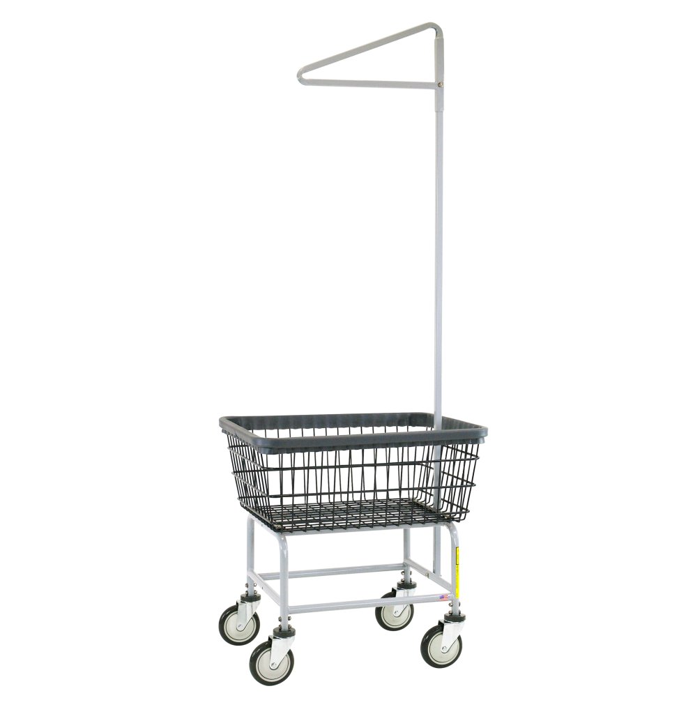 R&B Wire® Dura-Seven™ Standard Capacity Wire Laundry Cart with Single Pole Rack