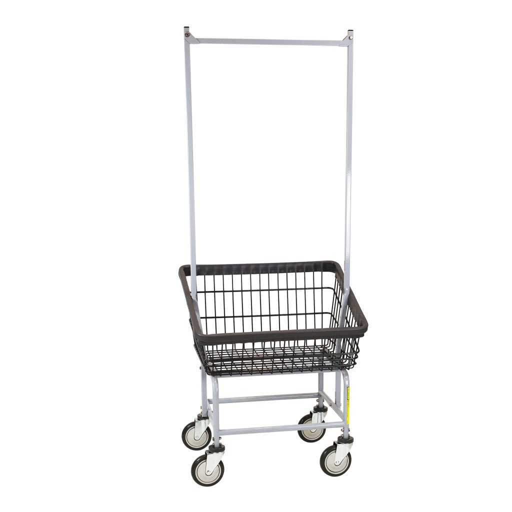 R&B Wire® Dura-Seven™ Front Load Wire Laundry Cart with Double Pole Rack