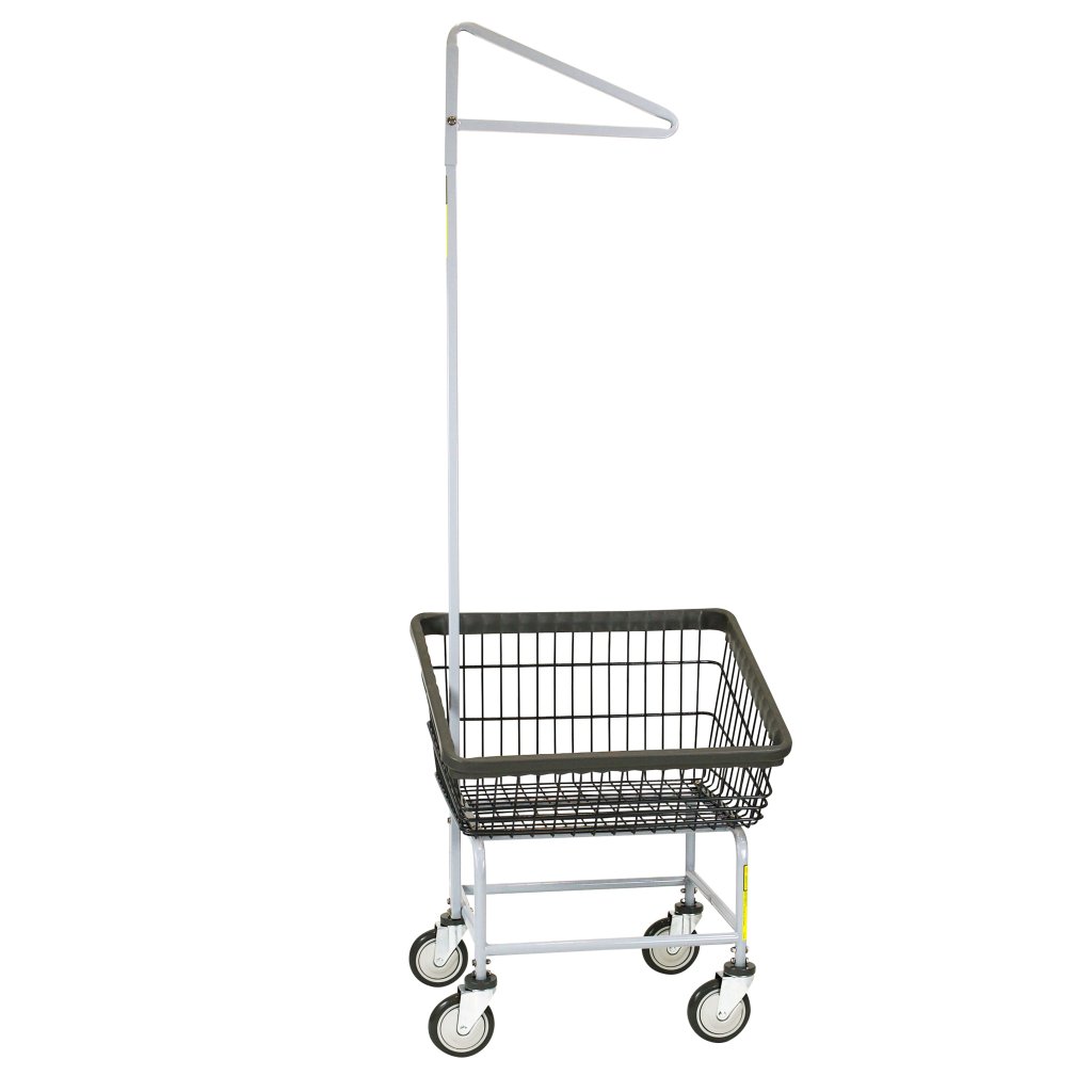 R&B Wire® Dura-Seven™ Front Load Wire Laundry Cart with Single Pole Rack