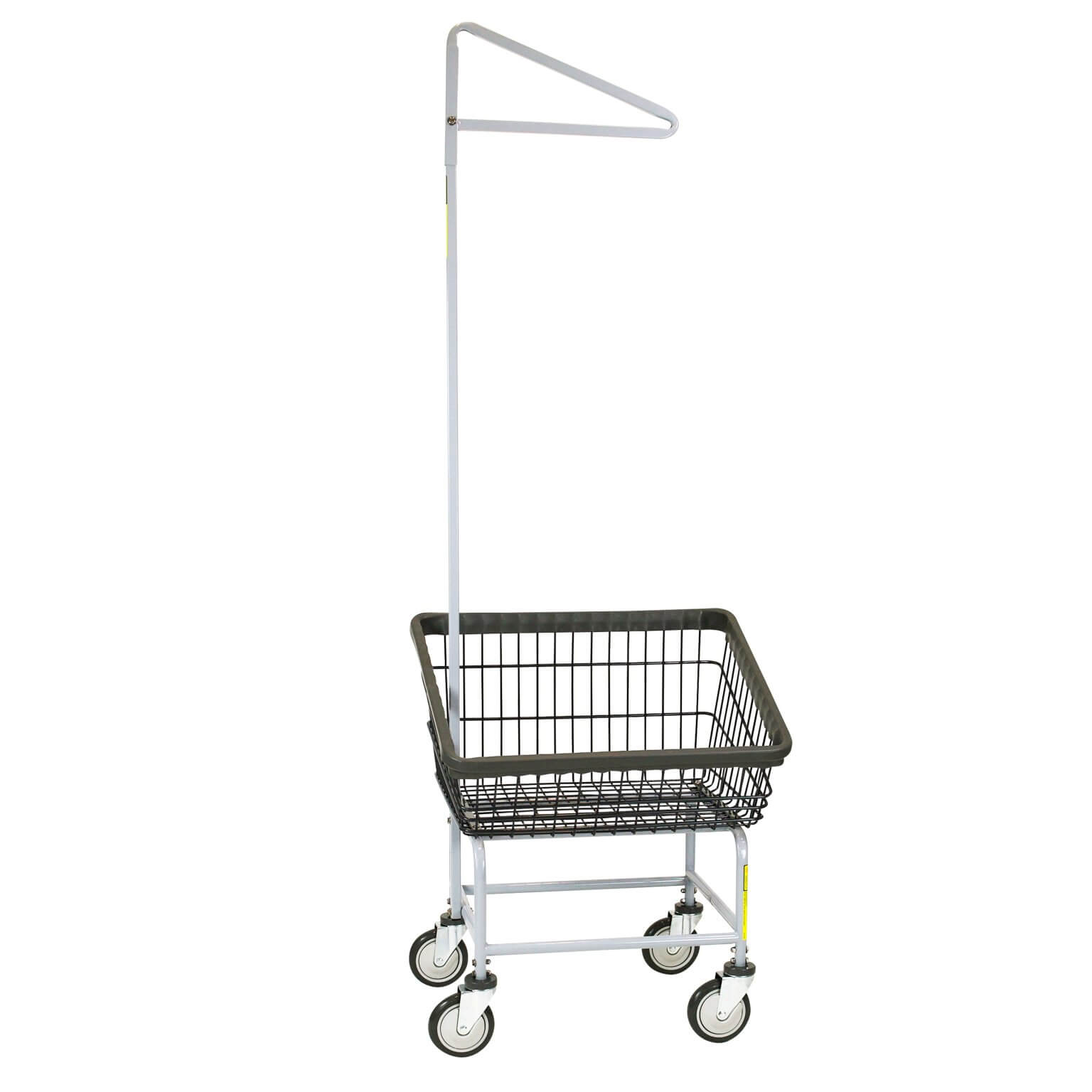 R&B Wire® Dura-Seven™ Front Load Wire Laundry Cart with Single Pole Rack