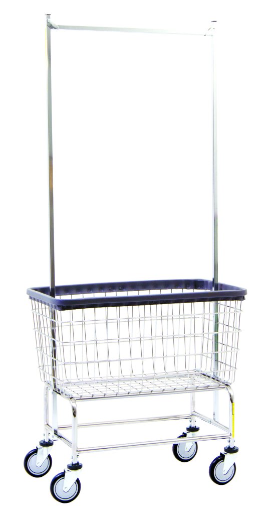 R&B Wire® Large Capacity Wire Laundry Cart with Double Pole Rack