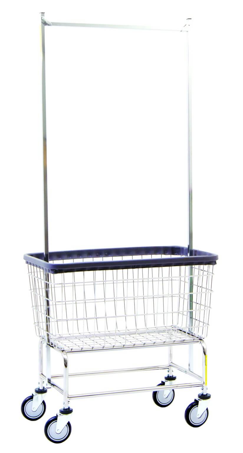 R&B Wire® Large Capacity Wire Laundry Cart with Double Pole Rack