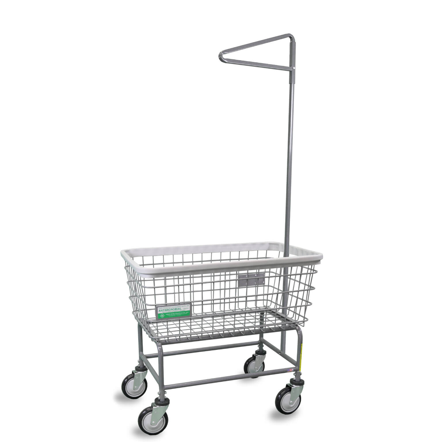 R&B Wire® Large Antimicrobial Wire Laundry Cart with Single Pole Rack