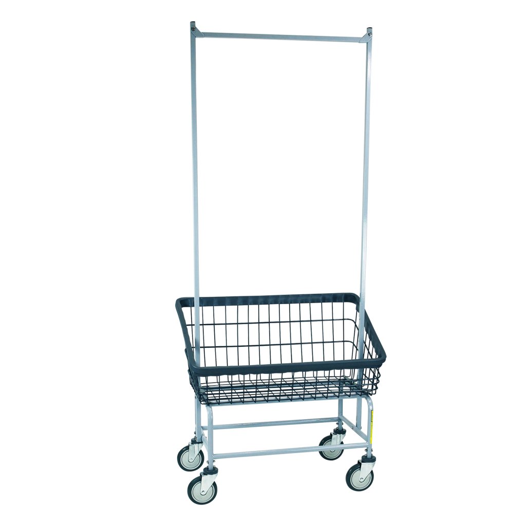 R&B Wire® Dura-Seven™ Large Front Load Wire Laundry Cart with Double Pole Rack R&B Wire® Dura-Seven™ Large Front Load Wire Laundry Cart with Double Pole Rack