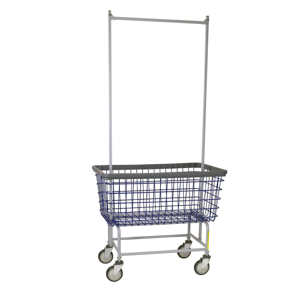 201GHB56G R&B Wire® Mega Capacity "Big Dog" Wire Laundry Cart with Double Pole Rack