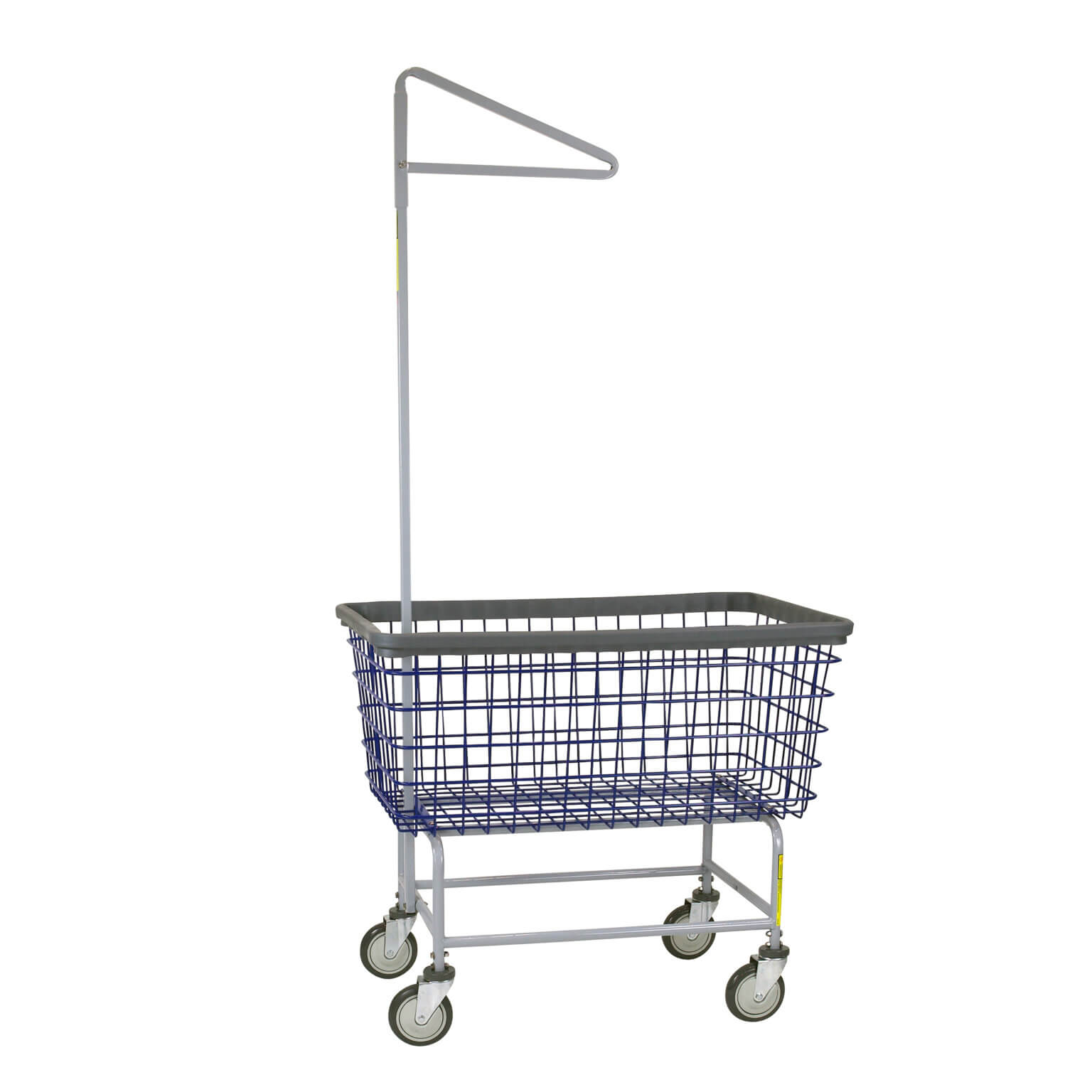 R&B Wire® Mega Capacity "Big Dog" Wire Laundry Cart with Single Pole Rack