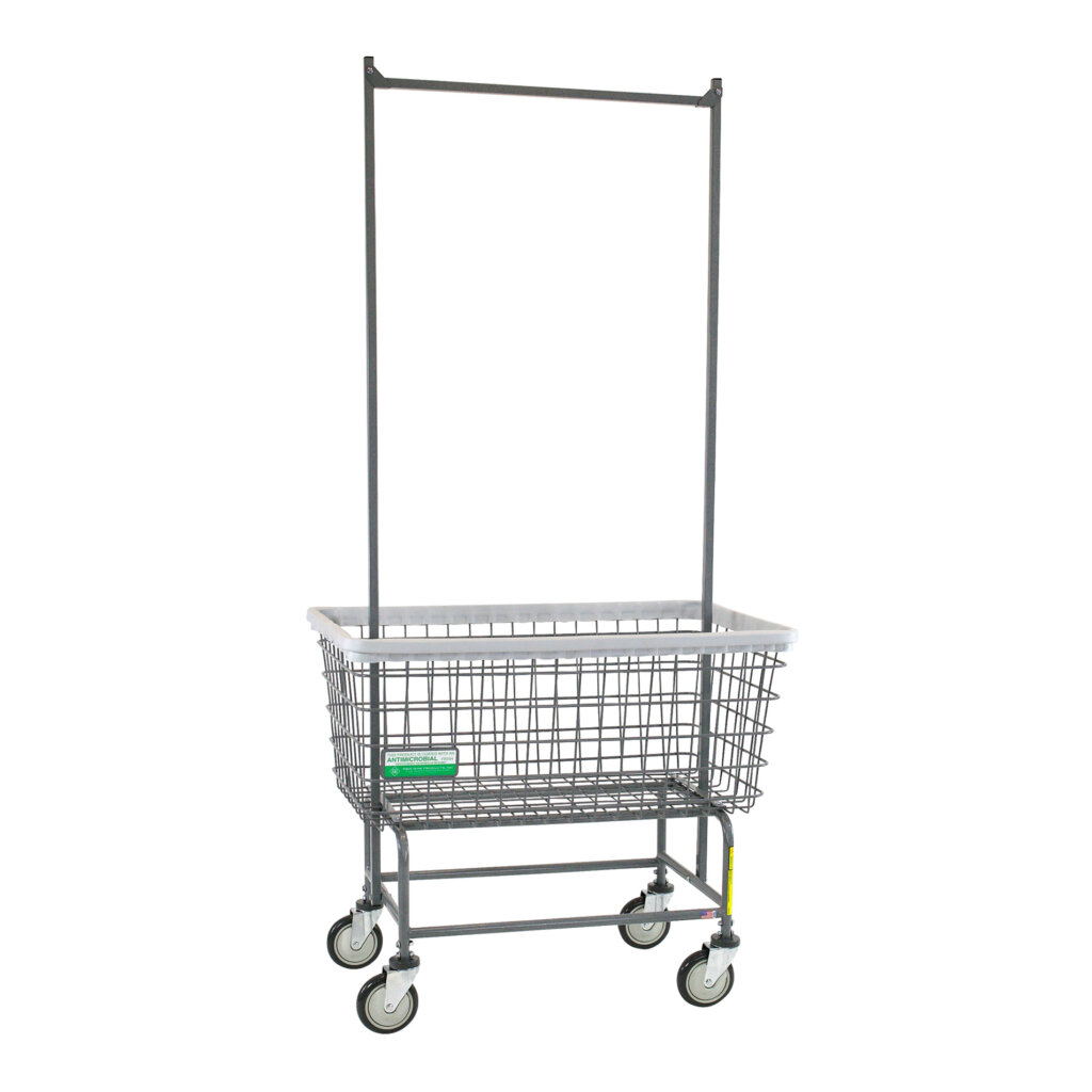 201H56ANTI R&B Wire® Mega Capacity "Big Dog" Antimicrobial Wire Laundry Cart with Double Pole Rack