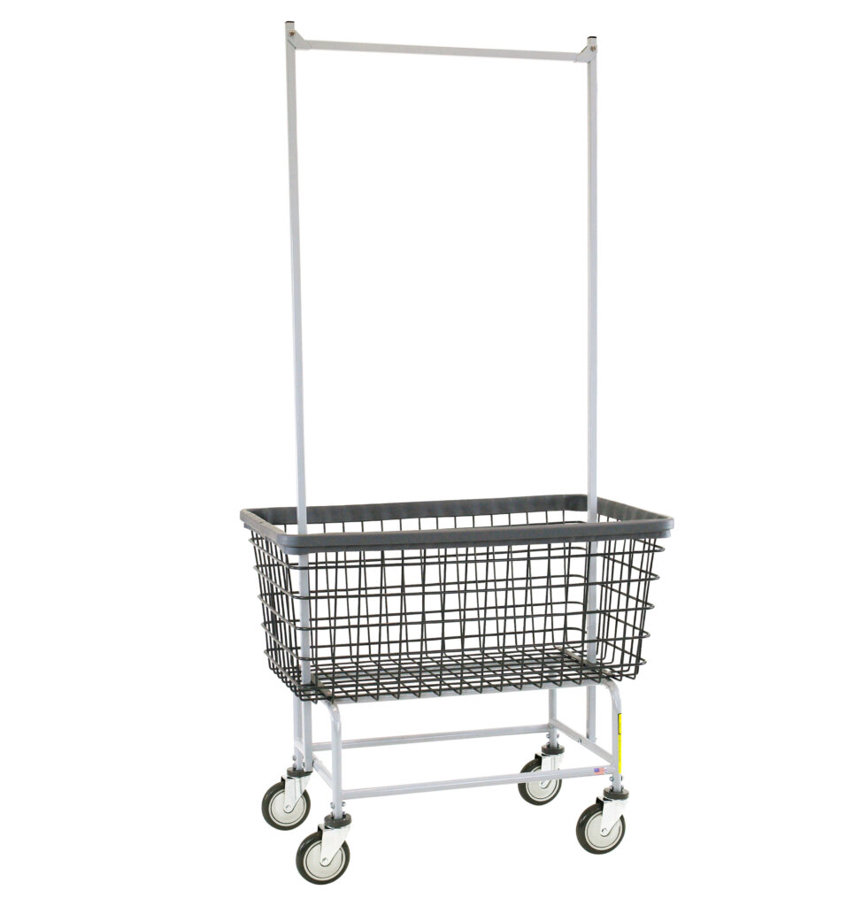 201H56D7 R&B Wire® Dura-Seven™ Mega Capacity "Big Dog" Wire Laundry Cart with Double Pole Rack