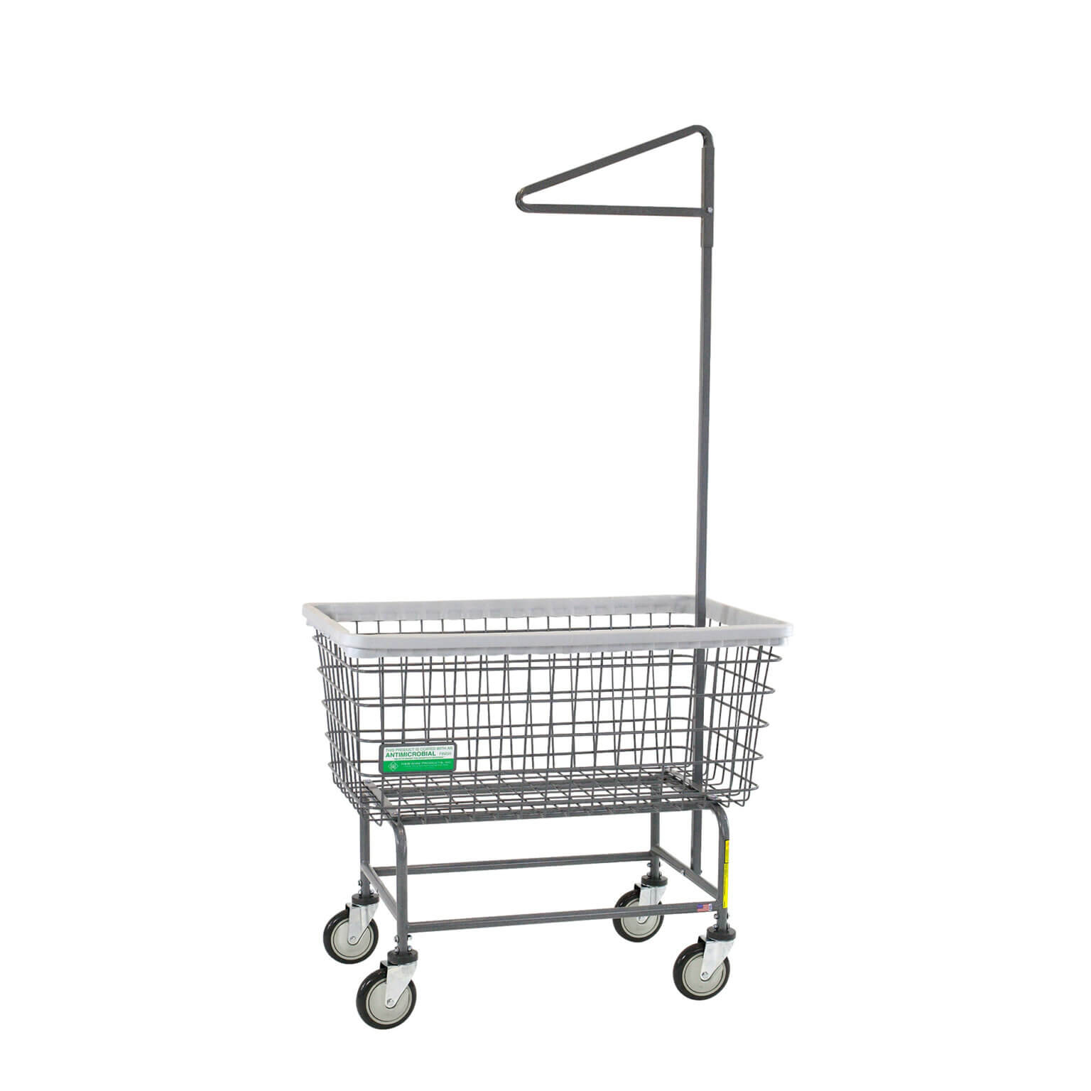 R&B Wire® Mega Capacity "Big Dog" Antimicrobial Wire Laundry Cart with Single Pole Rack