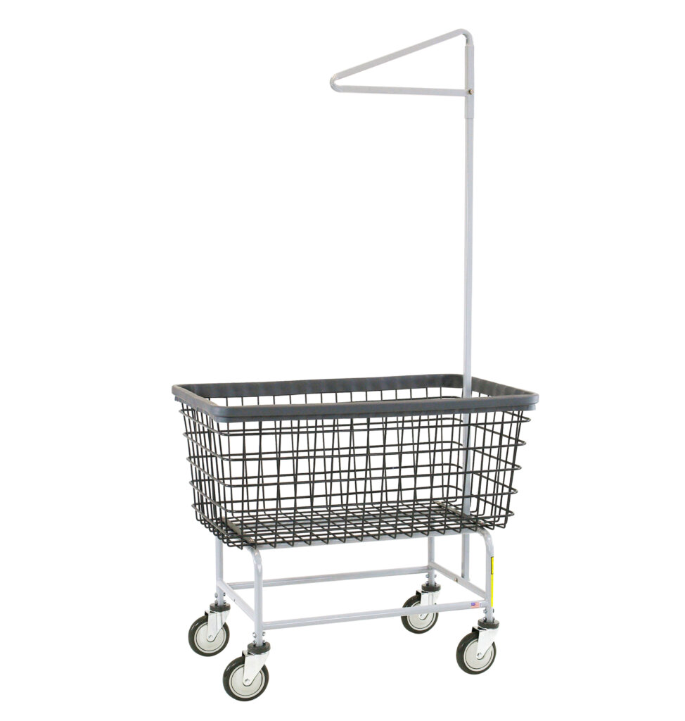 201H91D7 R&B Wire® Dura-Seven™ Mega Capacity "Big Dog" Wire Laundry Cart with Single Pole Rack